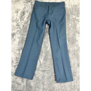 Wrangler Mens Blue Flat Front Trousers 34x30 100% Polyester Stylish Casual Pants